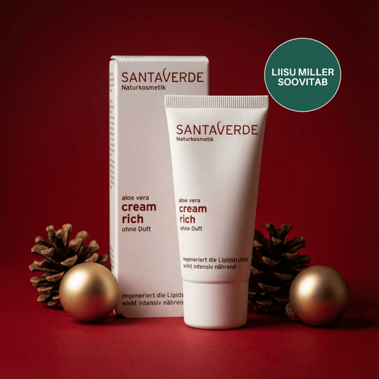 Santaverde Aloe Vera cream rich fragrance free, lõhnavaba näokreem toitev ja taastav eriti kuivale nahale