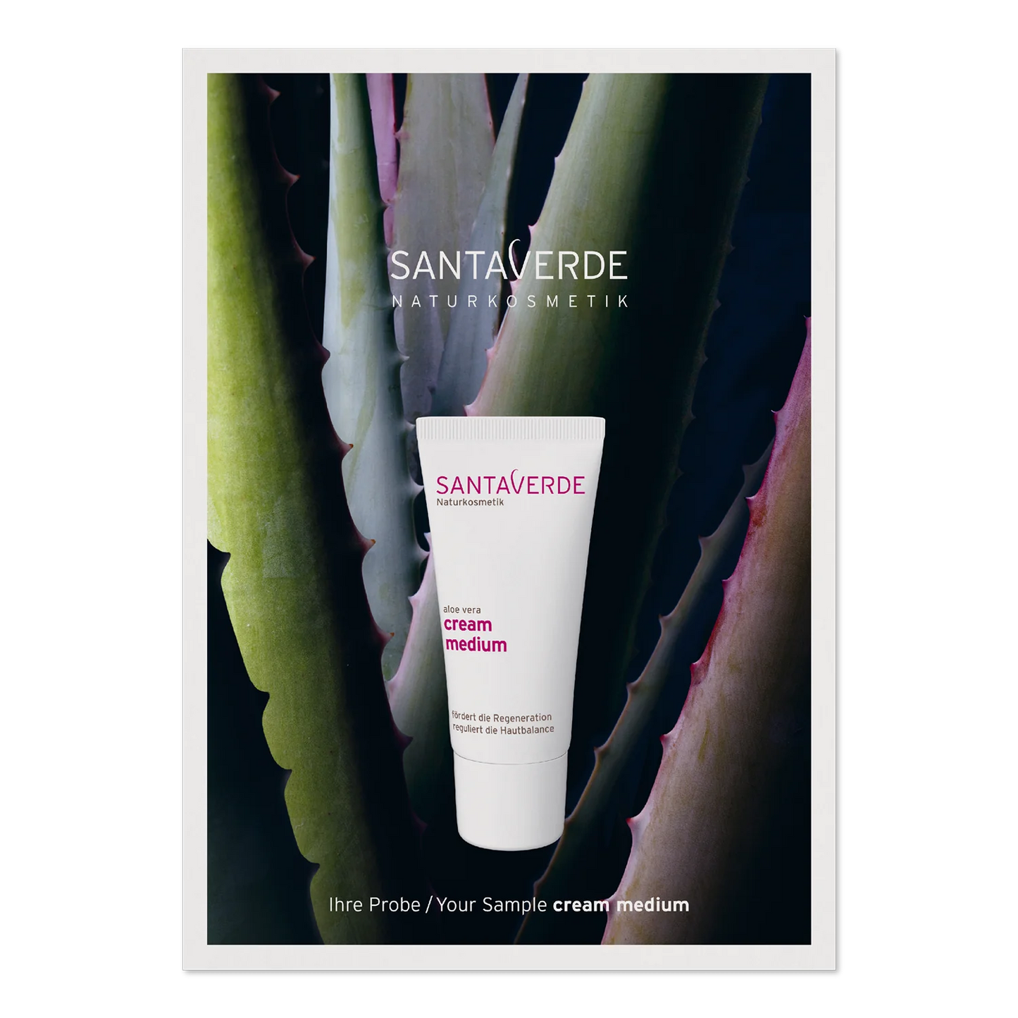 Sampel Santaverde Aloe Vera Cream medium, taastav näokreem normaalsele ja kuivale nahale