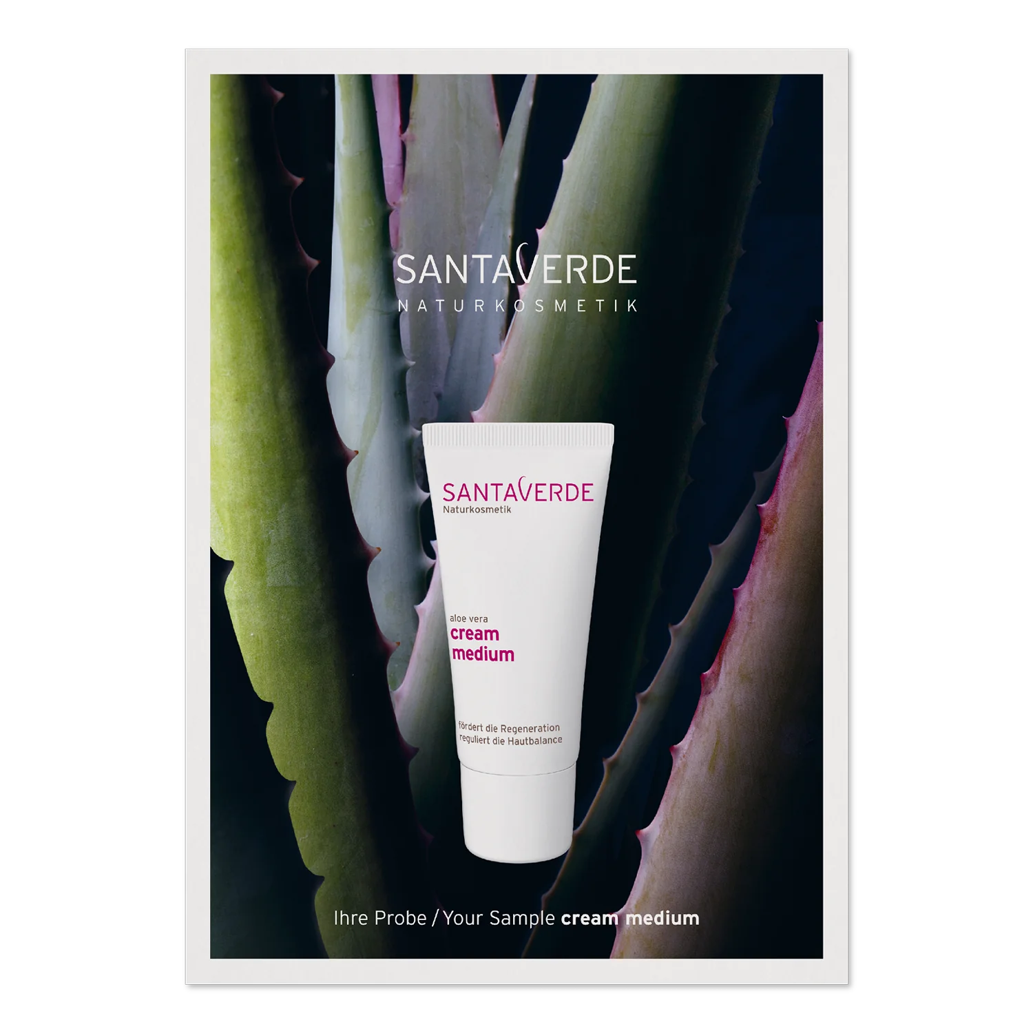 Sampel Santaverde Aloe Vera Cream medium, taastav näokreem normaalsele ja kuivale nahale