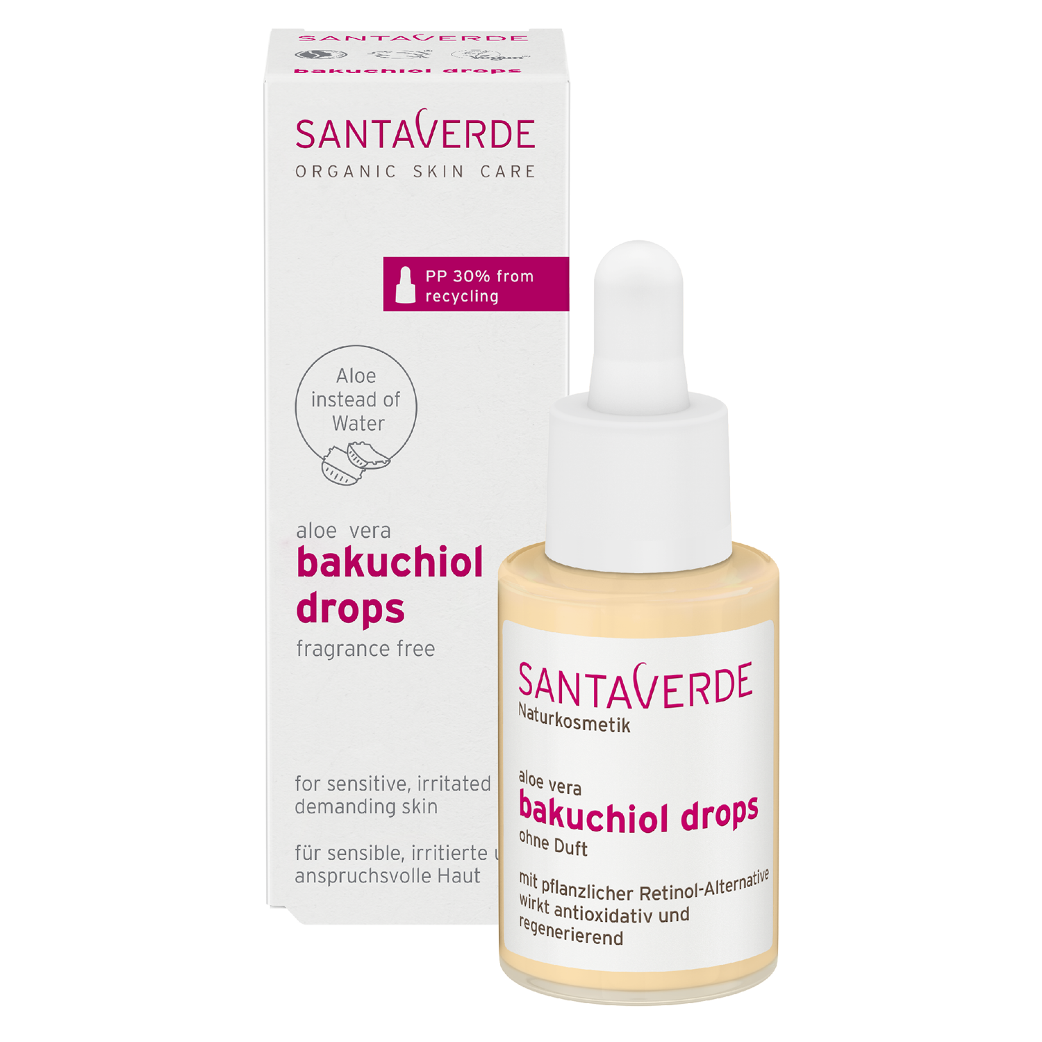 Santaverde Aloe Vera bakuchiol drops fragrance free, bakuchiol tilgad lõhnavabad